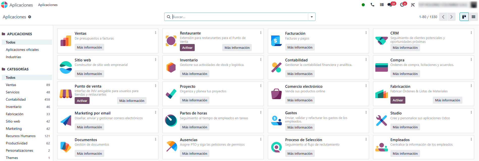 Aplicaciones Odoo 17
